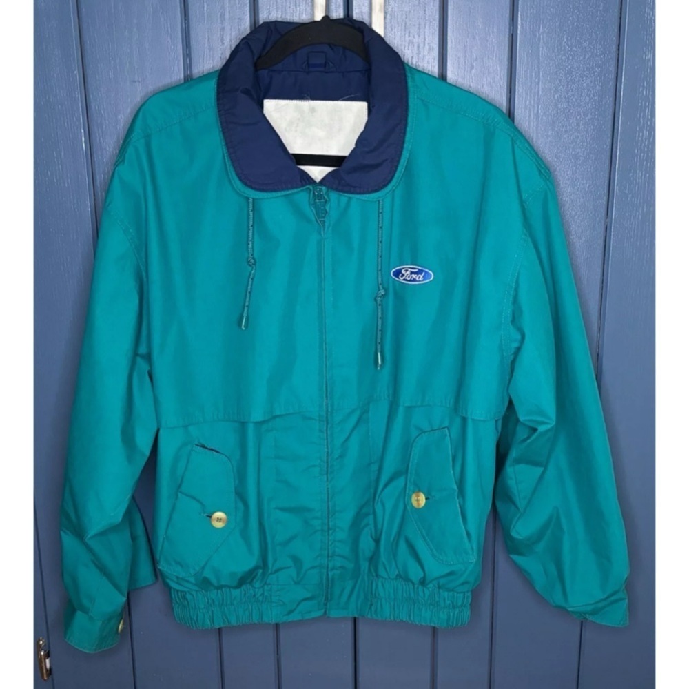 Vintage Ford Green Zip Up Windbreaker Jacket Coat Small Gorp Core Streetwear